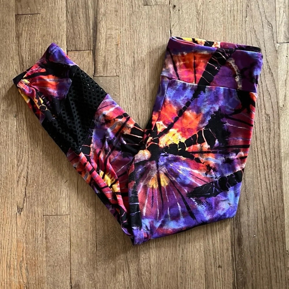 No Boundaries Women’s Juniors Black Mesh Sueded Ankle Tie Dye Leggings size XL - Picture 5 of 5